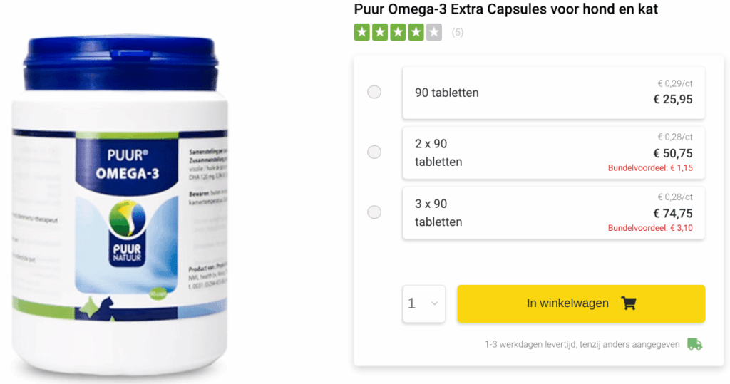 PUUR omega 3 capsules voor hond