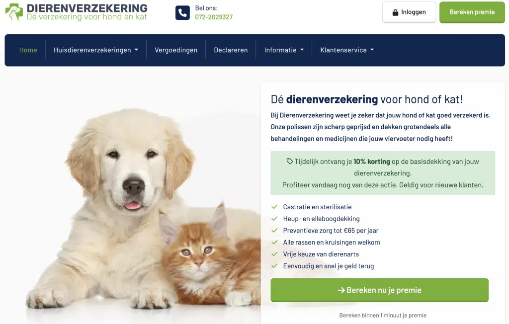 Dierenverzekering.nl website