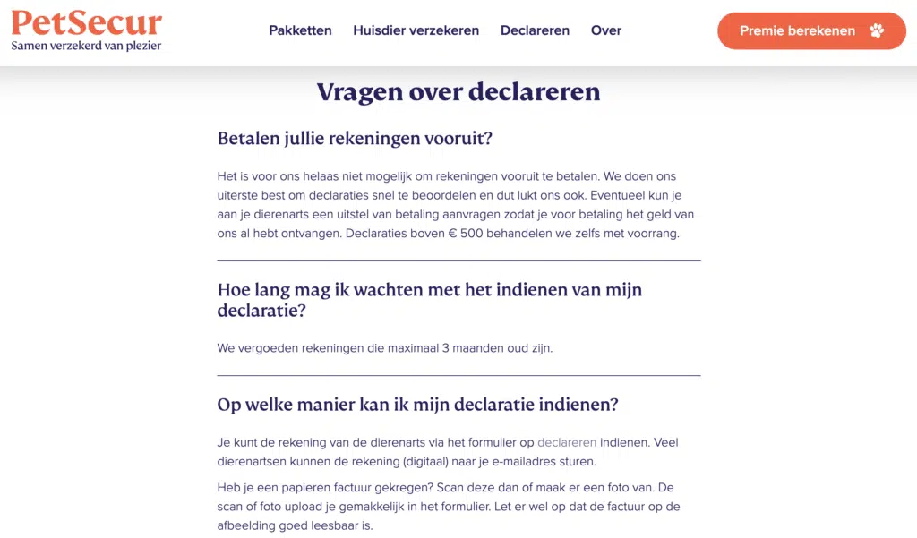 Petsecur declareren